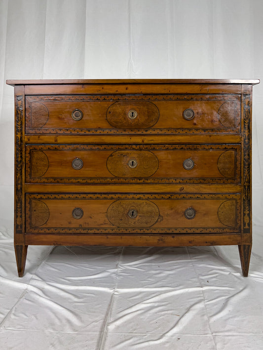 18th Century Fruitwood Italian Commode with Walnut Inlay