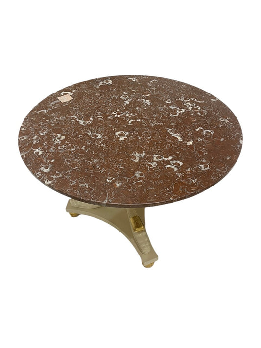 Vintage Empire Style Gilt Pedestal Table with Rojo Marble