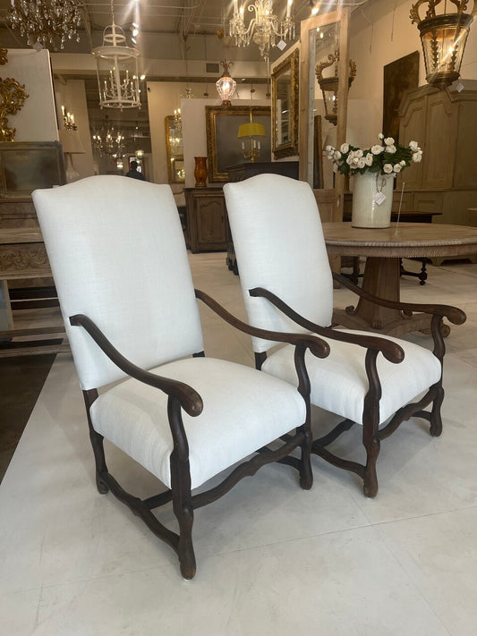 Pair 19th Century Louis XIV Mouton Armchairs