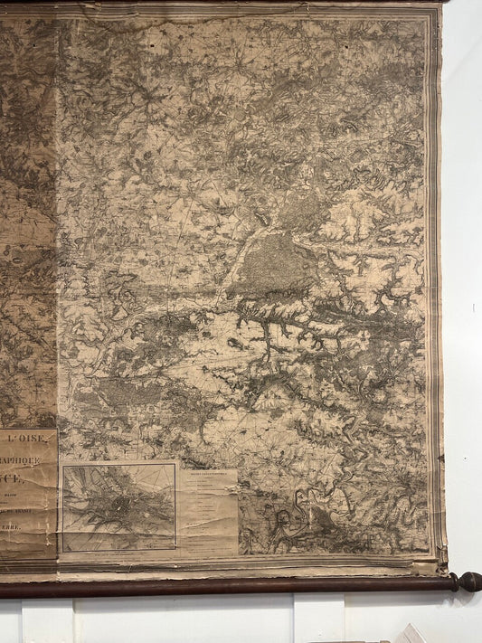 Antique French Map on Canvas 1900's