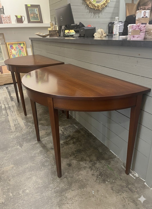 Pair of Mahogany George III Style Demilune Tables