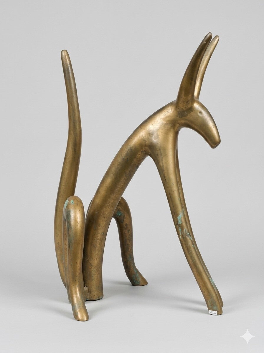 Seated Brass Dog Sculpture