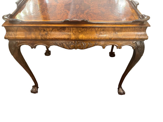 19th Century Book-matched Walnut Burl Tea Table
