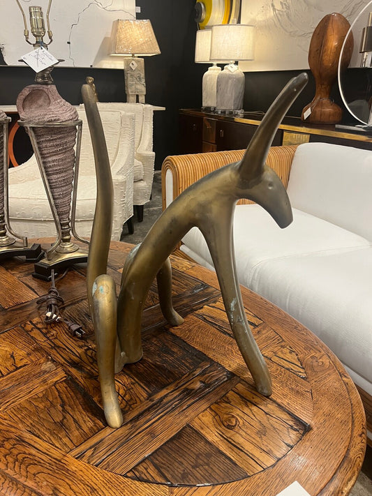 Seated Brass Dog Sculpture