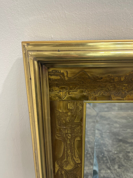 Bernhard Rohne Acid Etched Brass Mastercraft Mirror