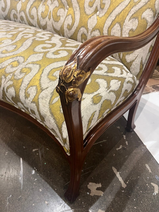 Art Nouveau Settee Refinished, Reupholstered