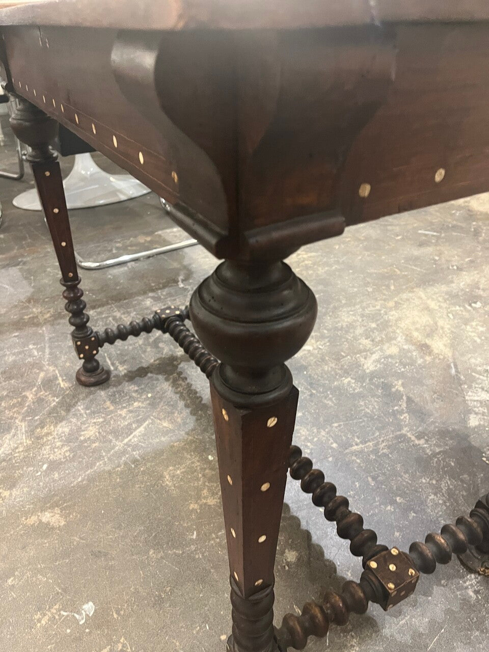 19th Century Bone Inlaid Barley Twist Table
