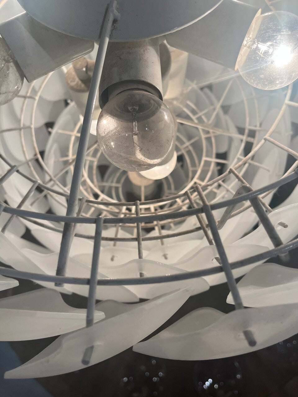 20th Century Frosted Glass Petal Chandelier