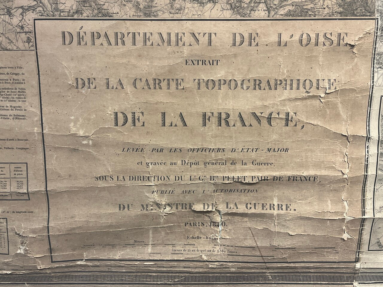 Antique French Map on Canvas 1900's