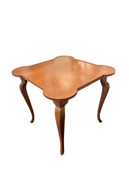 Italian Queen Anne Style Game Table with Star Inlays
