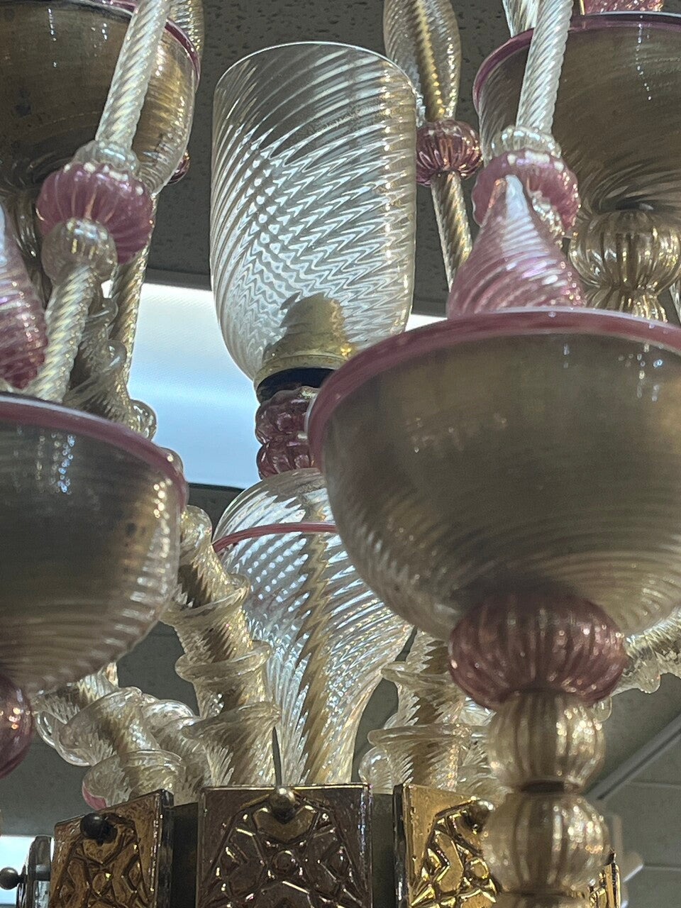 Fabulous Murano Pink and Gold Venetian Chandelier