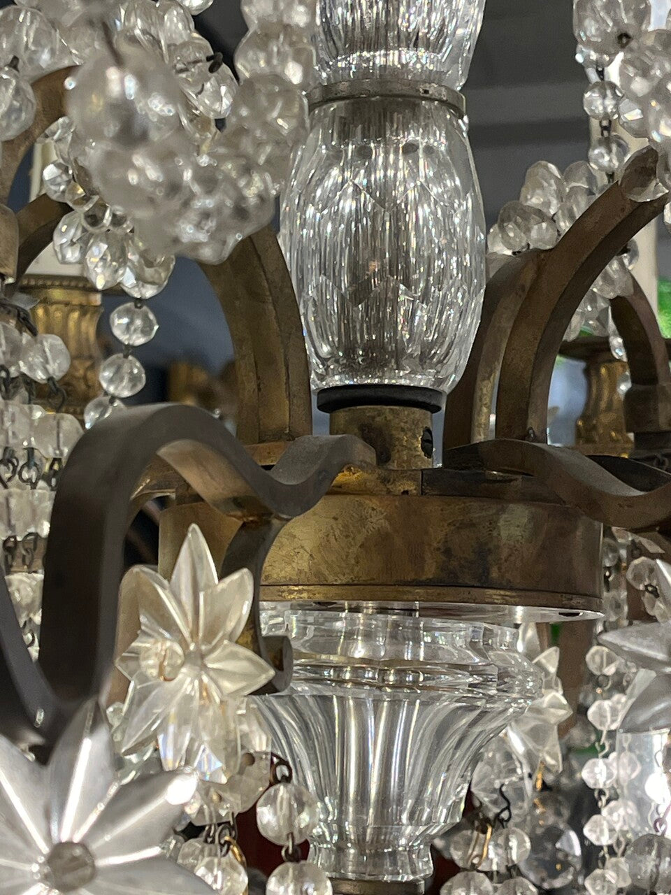 Antique 12 bulb Crystal Chandelier