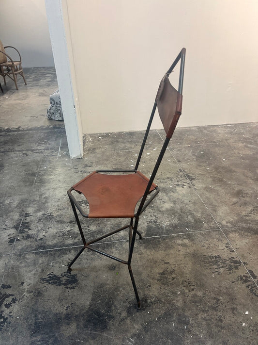 Set of 4 Wrought Iron and Leather Side Chairs (2 sets available)