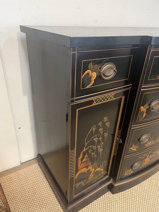 Vintage Lacquered Chinoiserie Cabinet Sideboard
