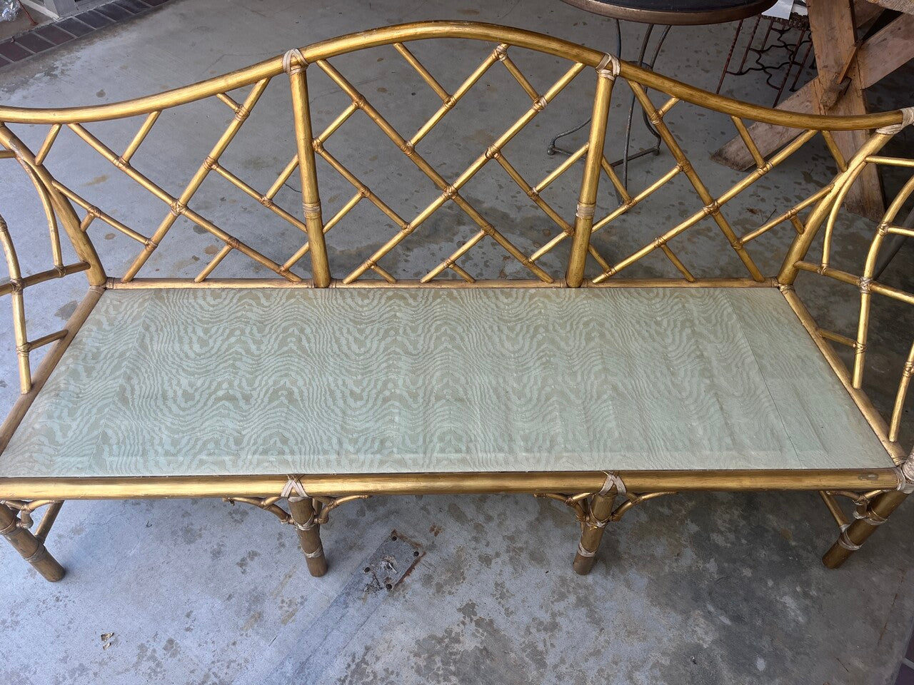 Gold Gilt Bamboo Sofa (2 available)