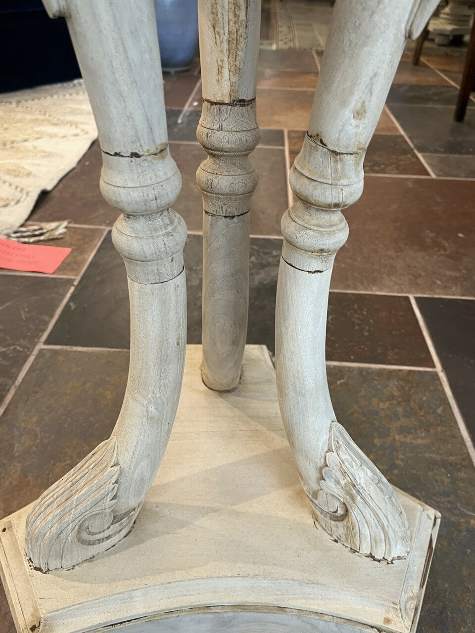 Bleached Fruitwood French Swan Leg Side Table