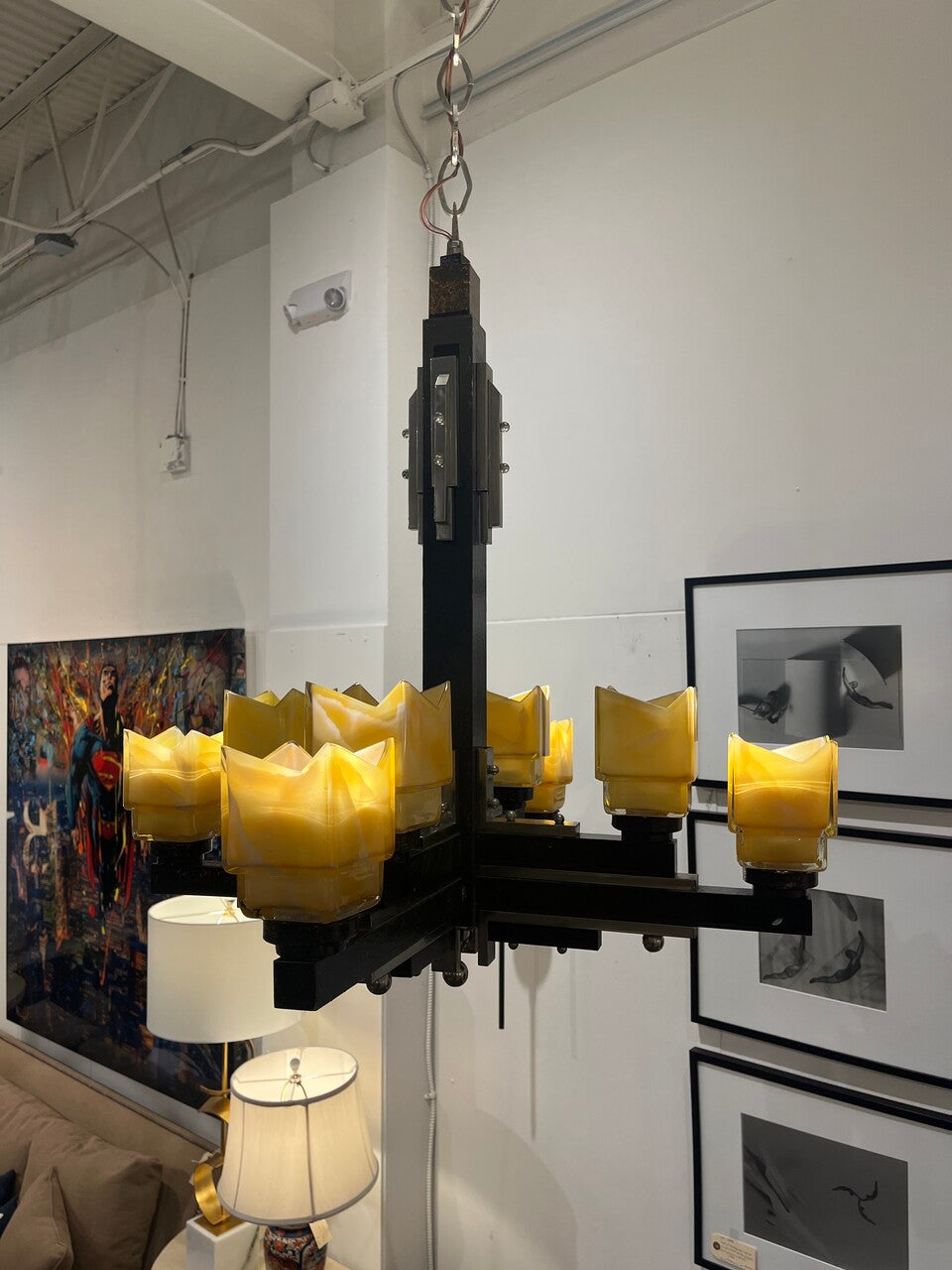 Art Deco Machine Age 8 Light Chandelier