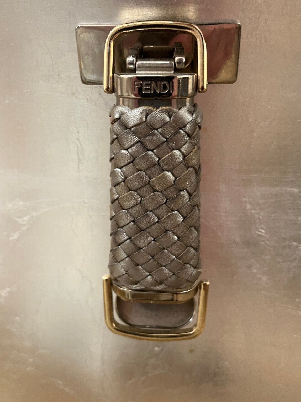 Pair Of Fendi Canova Silver Leaf Nightstands