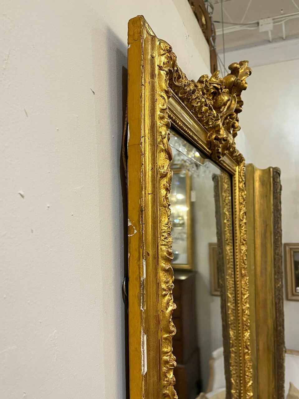Antique Gold Gilt Over Mantle Mirror