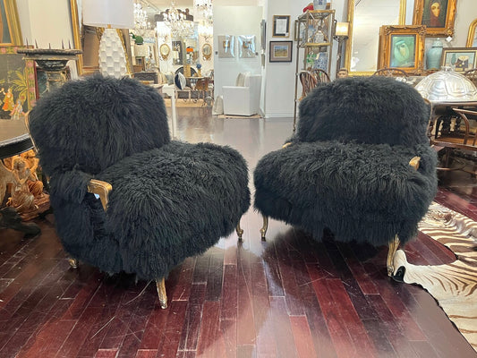 Pair of Niobe Shearling Lounge Chairs