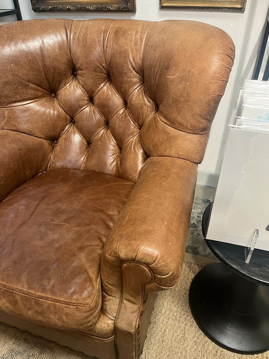 Ralph Lauren Leather Writer's Chair and Ottoman