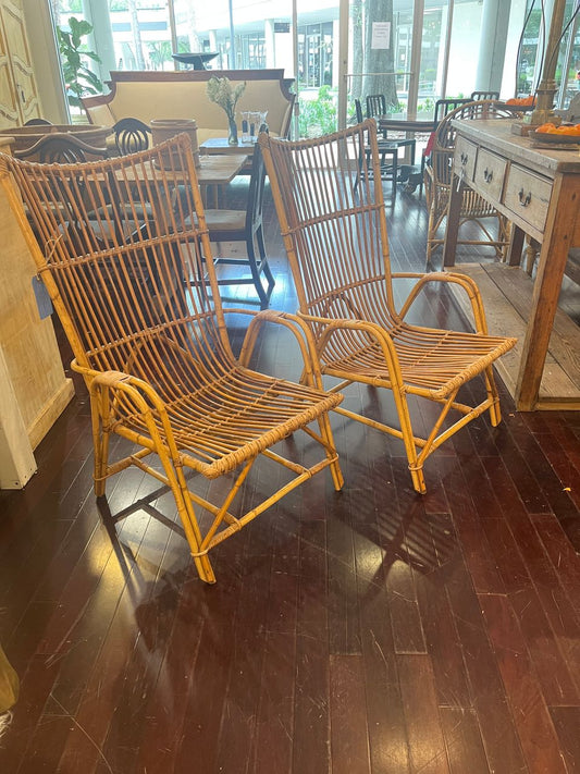 Pair of Vintage Rattan Armchairs