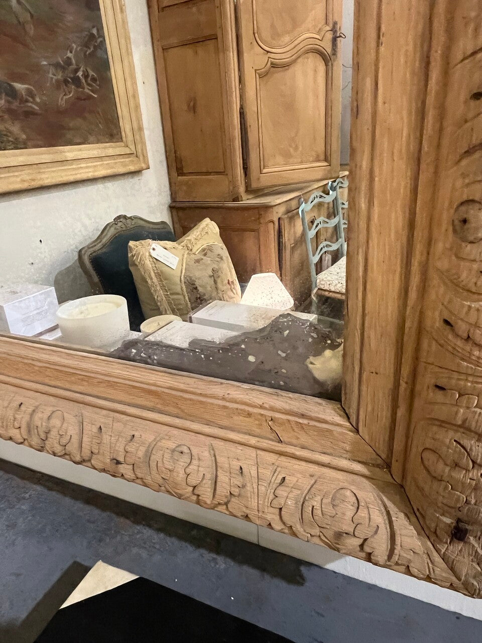 Beautiful Bleached Carved Oak Mirror