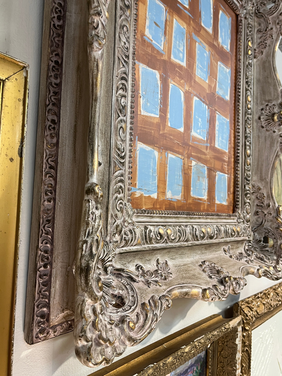 Modern Abstract Painting in Antique Rococo Revival Frame