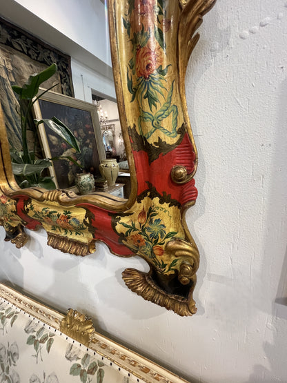 Venetian Style Painted Italian Gilt Mirror