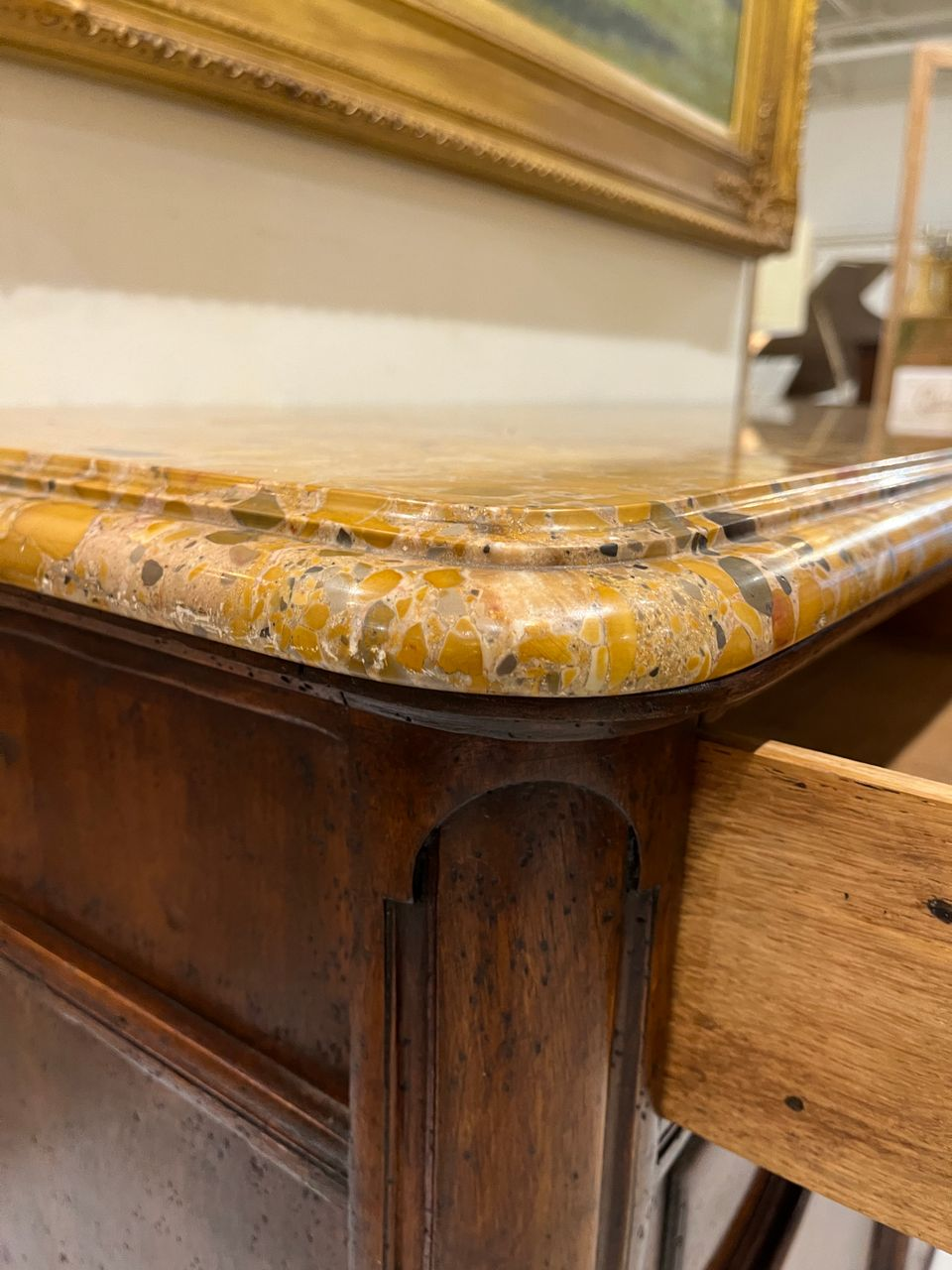 19th Century Louis XV Buffet with Terra Breccia Marble Top