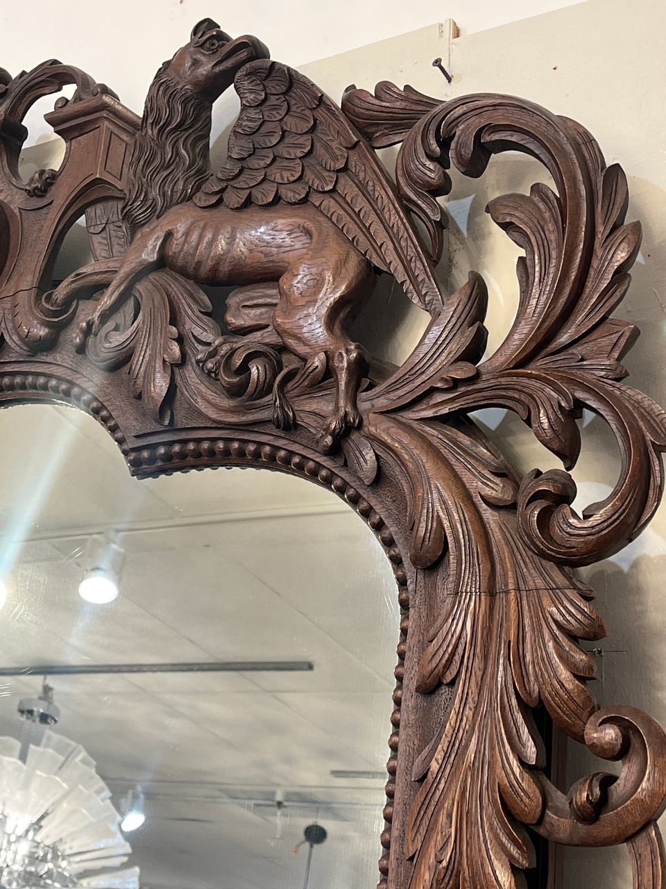 Large Carved Oak French Renaissance Revival Mirror