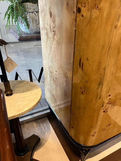 Art Deco Style Burl Bowfront Cabinet