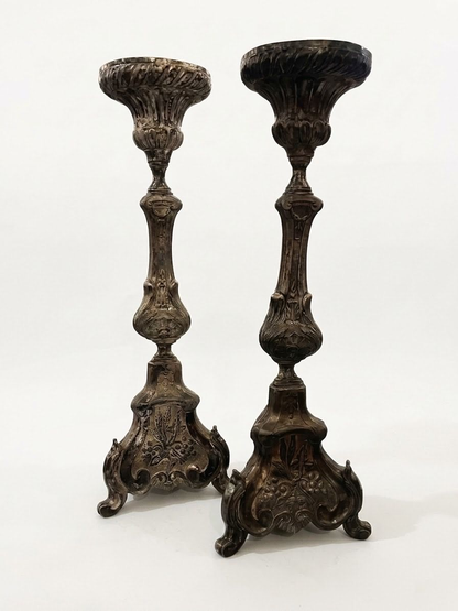 Pair 18th Century Baroque Style Candlesticks