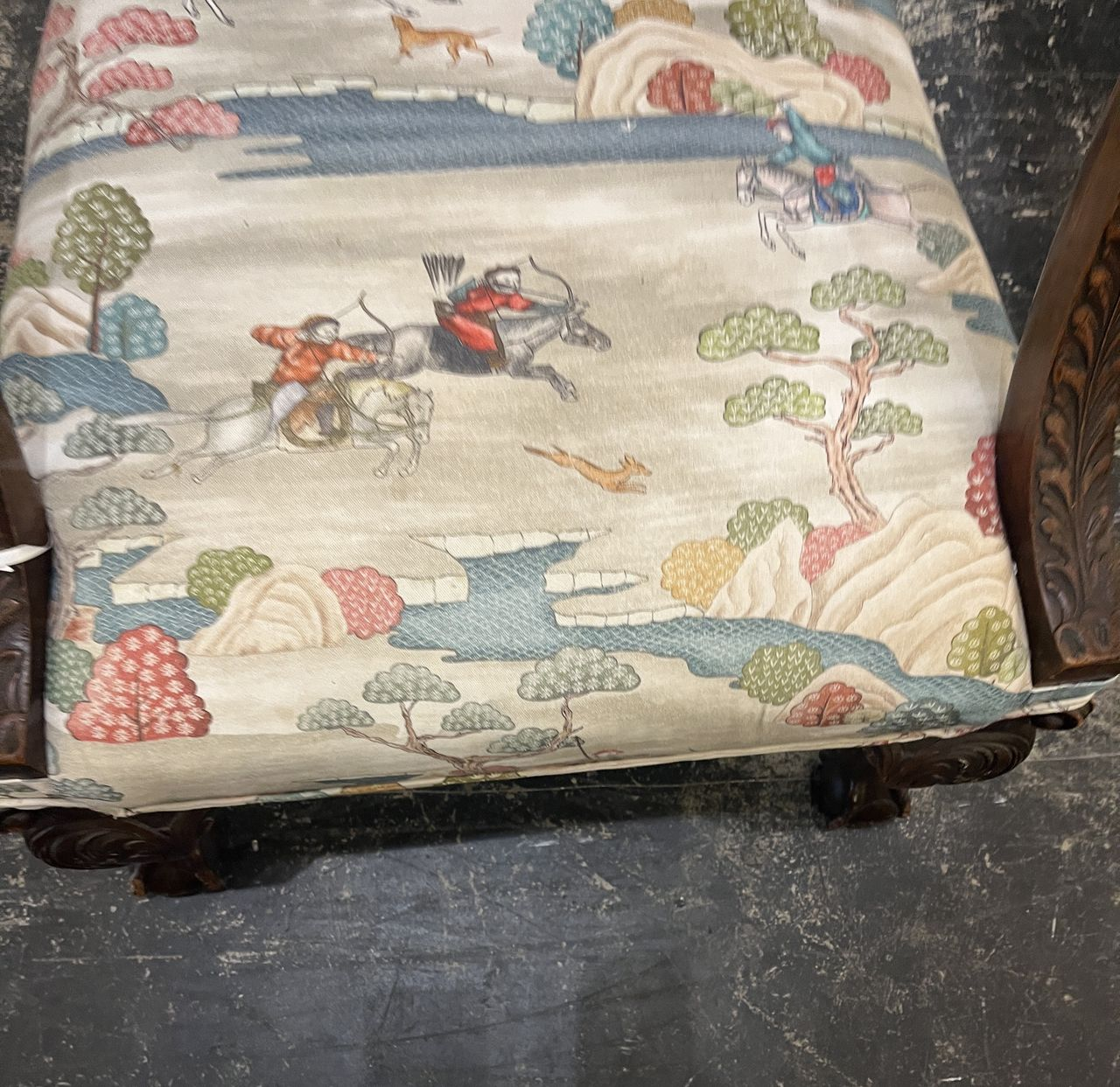 George II Mahogany Library Chair with New Upholstery