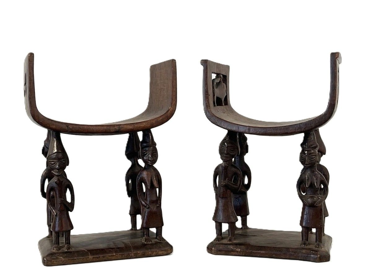 Pair of African Fon Ceremonial Stools
