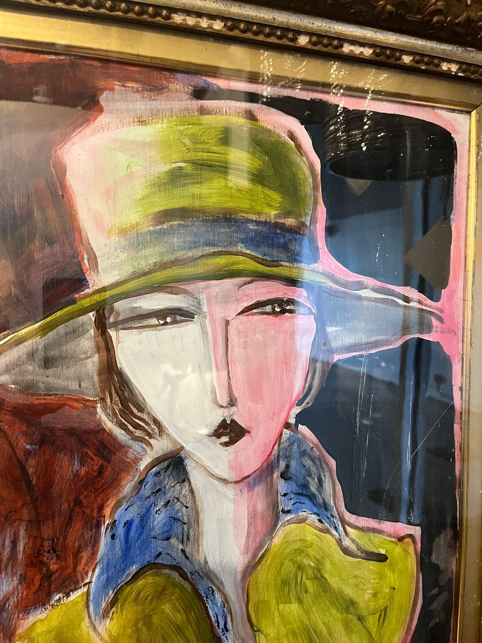 Acrylic on Panel Portrait of Woman in a 40's-50's Style