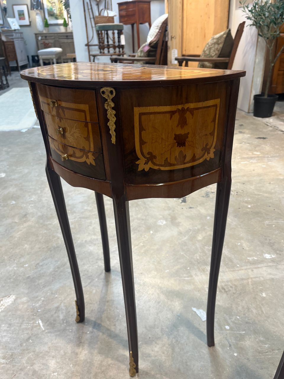 Pair Louis XVI Demilune Bedside Tables Nightstands