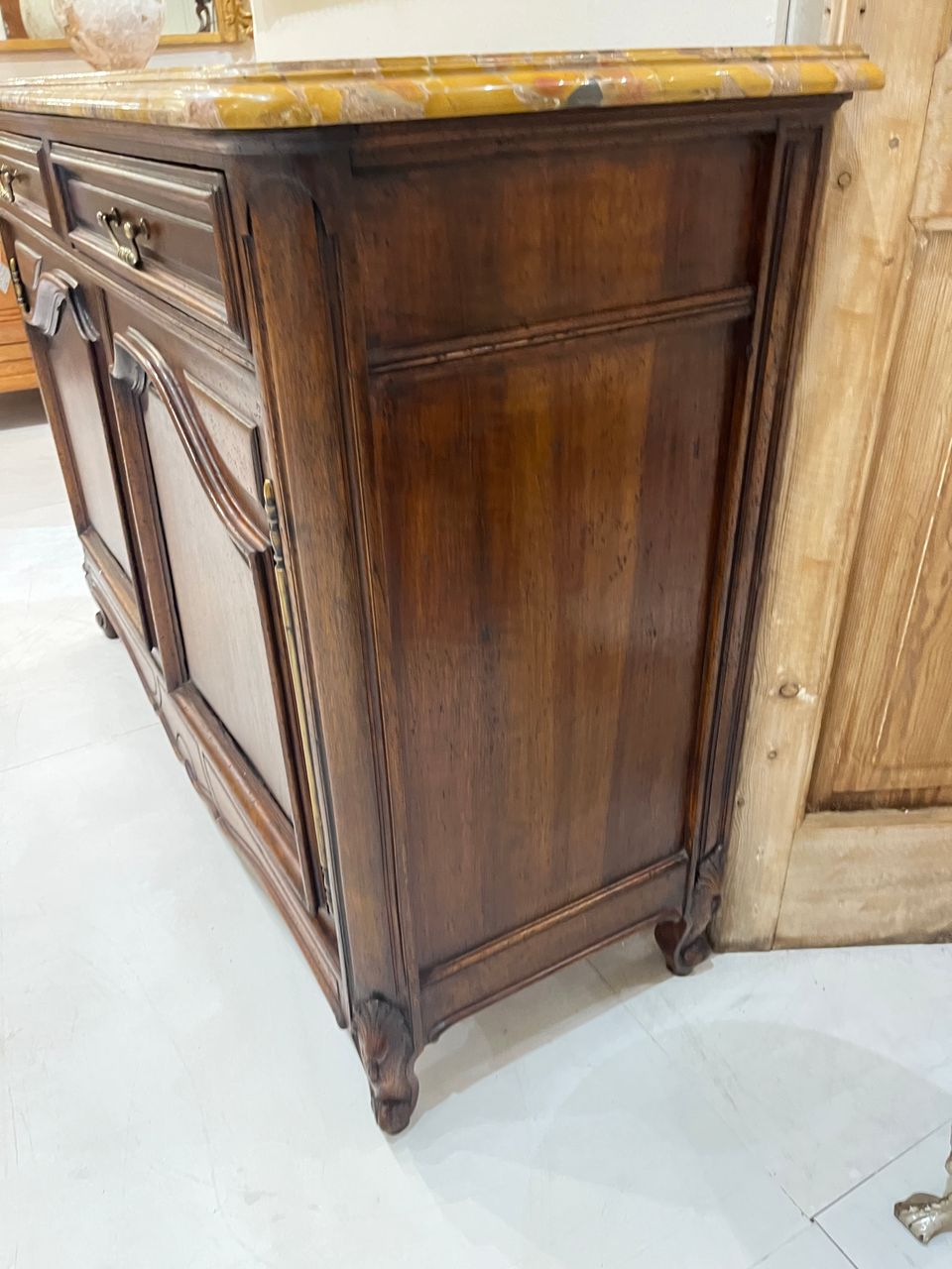 19th Century Louis XV Buffet with Terra Breccia Marble Top