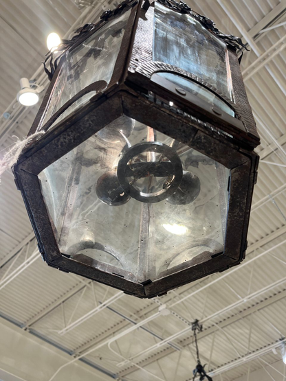 1910 Iron and Brass Lantern Chandelier