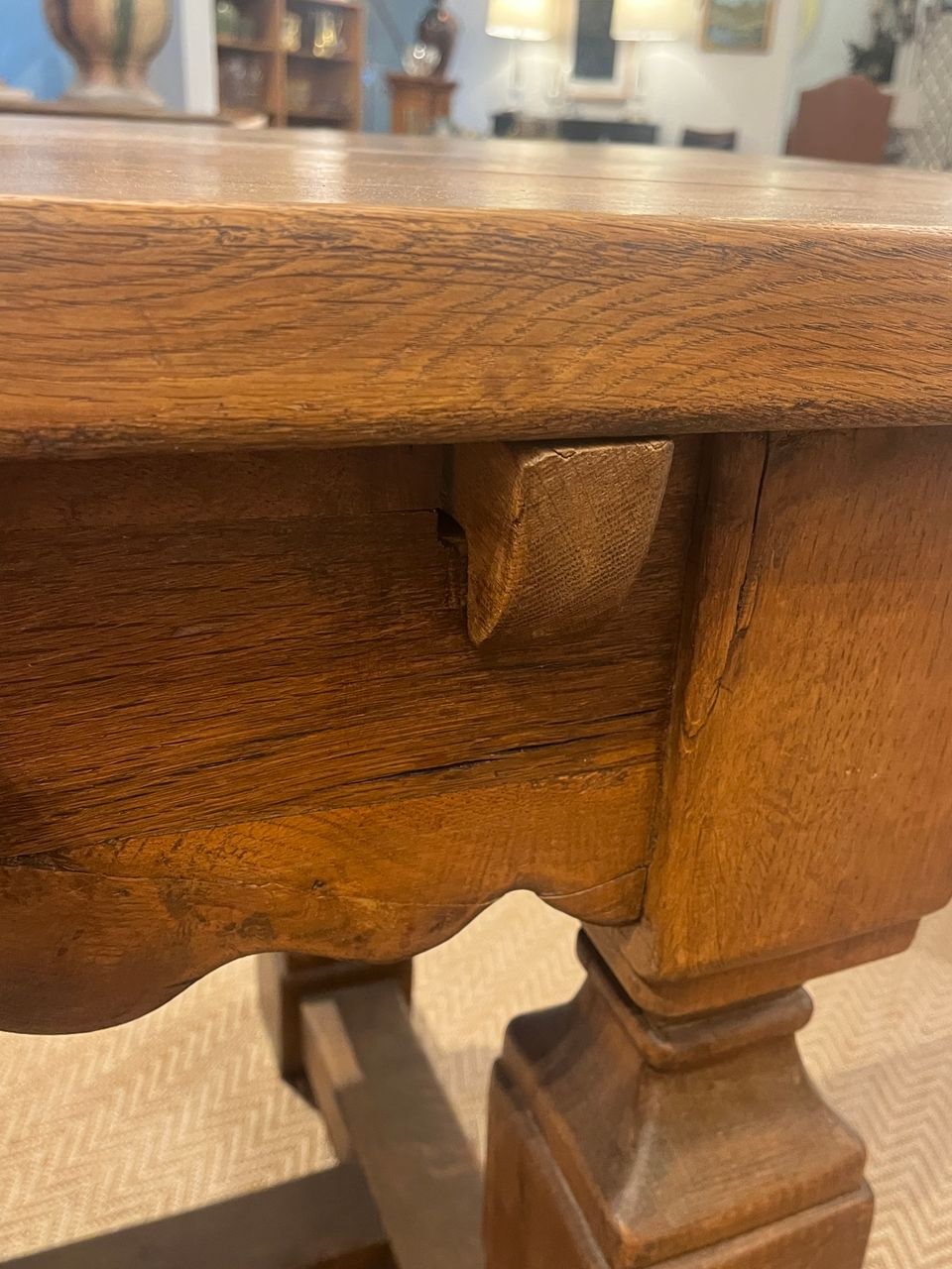 19th Century Oak Baroque Style Library Table