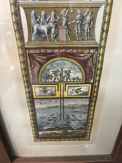 Pair Italian Hand Colored Neoclassical Architectural Engravings