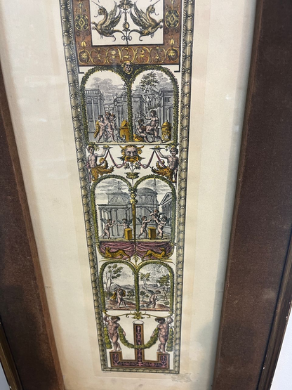 Pair Italian Hand Colored Neoclassical Architectural Engravings