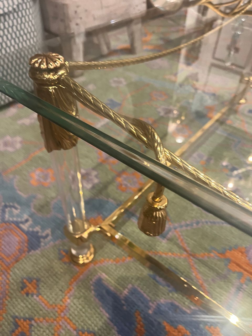 Italian Brass Rope and Tassel Coffee Table