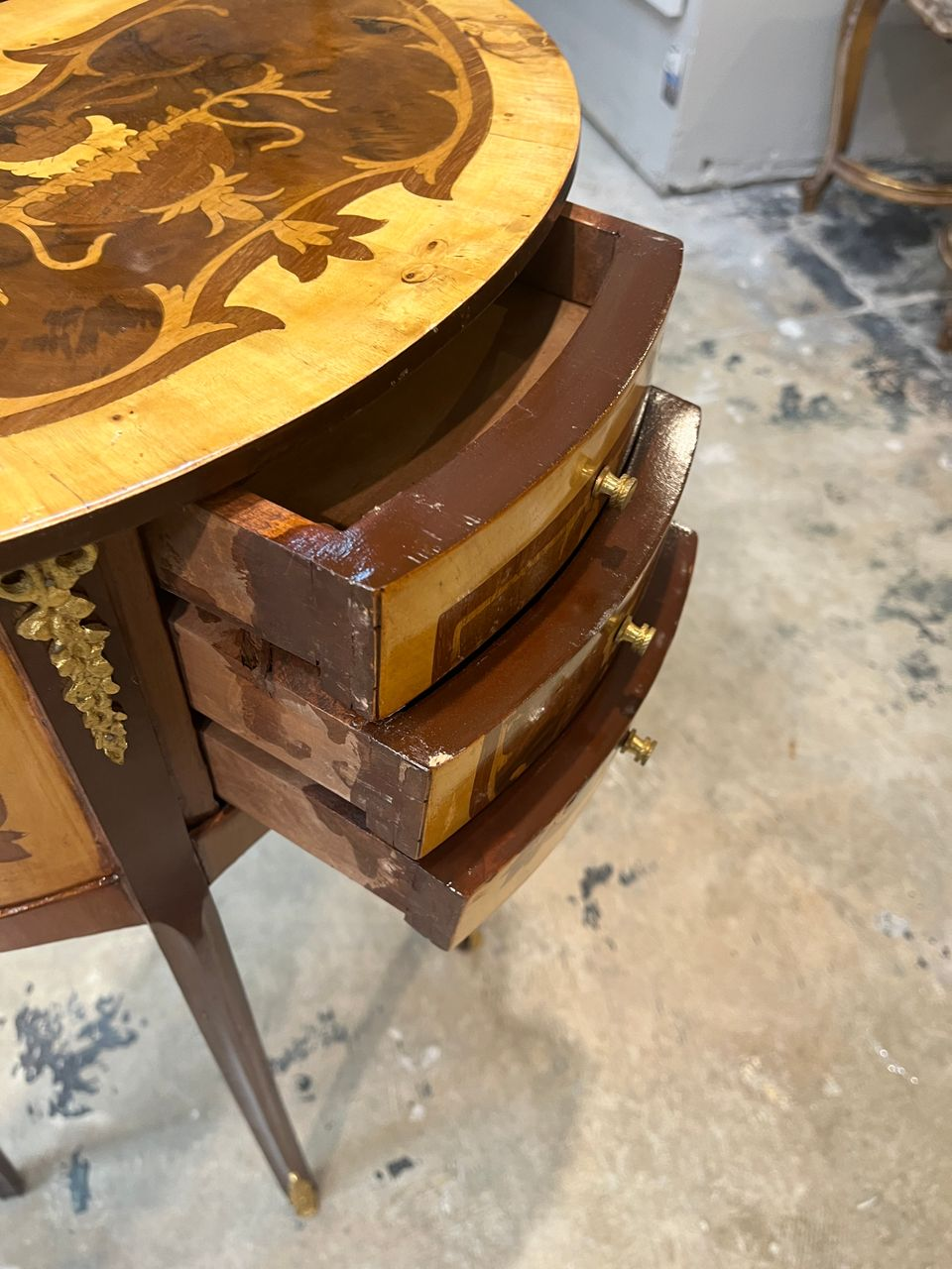 Pair Louis XVI Demilune Bedside Tables Nightstands