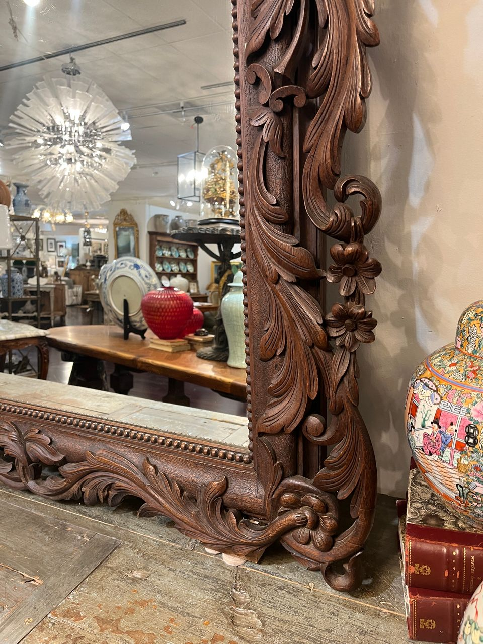 Large Carved Oak French Renaissance Revival Mirror
