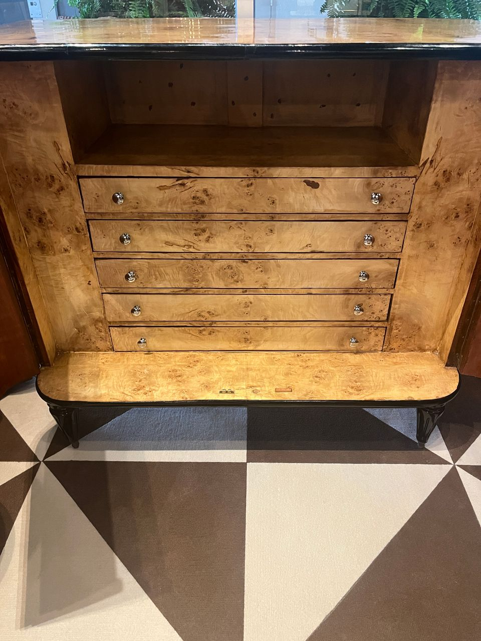 Art Deco Style Burl Bowfront Cabinet