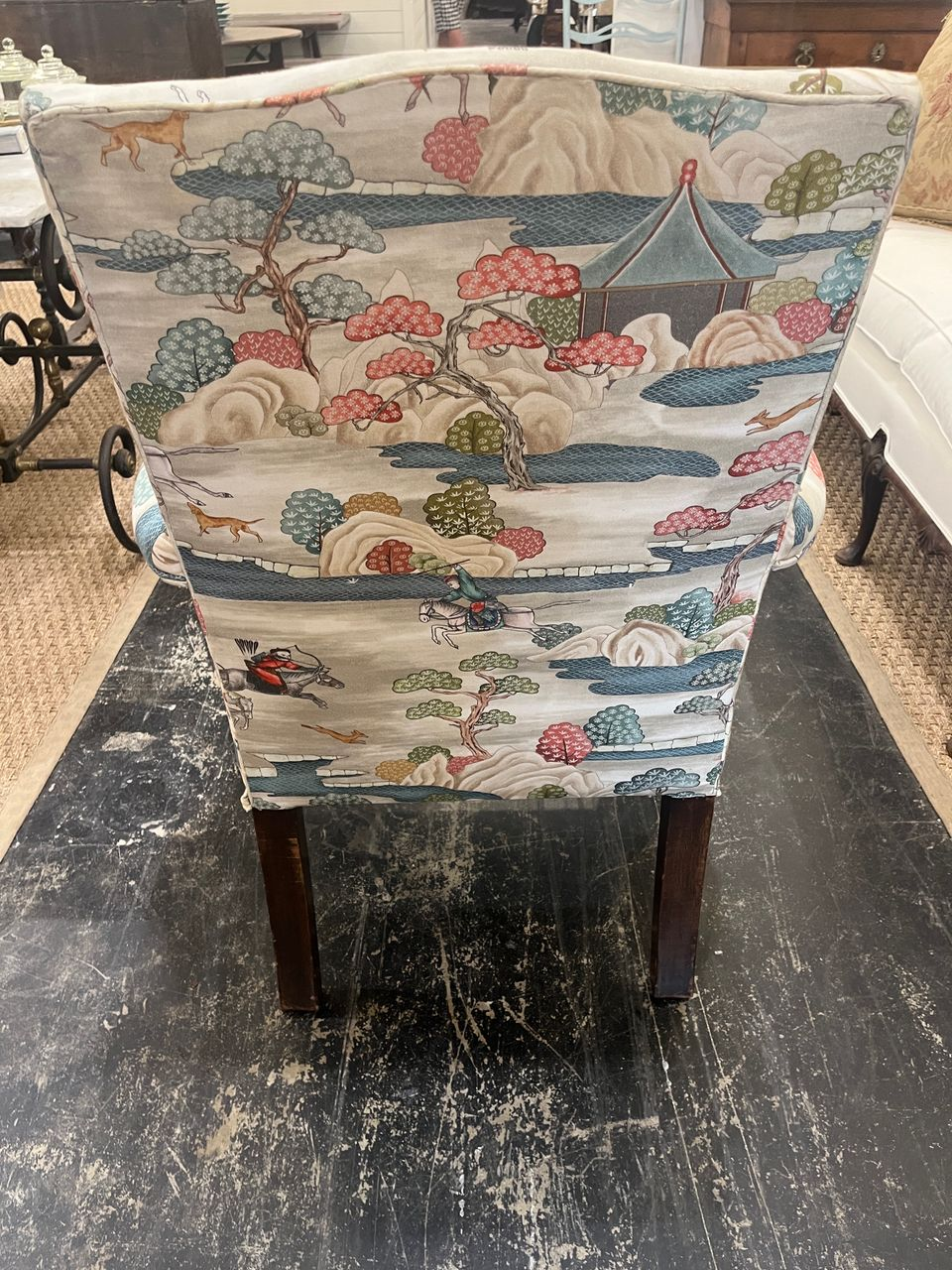 George II Mahogany Library Chair with New Upholstery