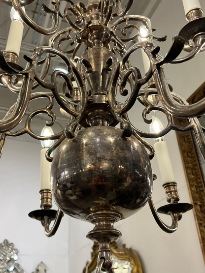 Antique Baroque Style Silver Plate Chandelier
