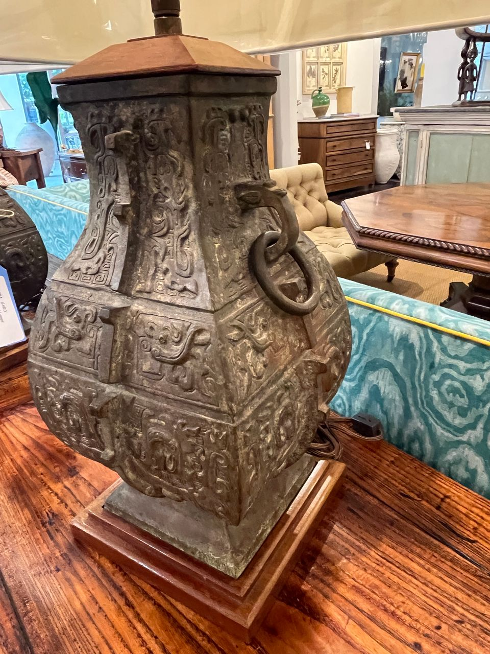Pair of Bronze James Mont style Table Lamps