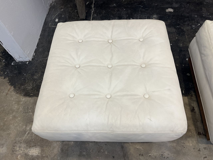 Pair Mid-Century Button Tufted Leather Benches